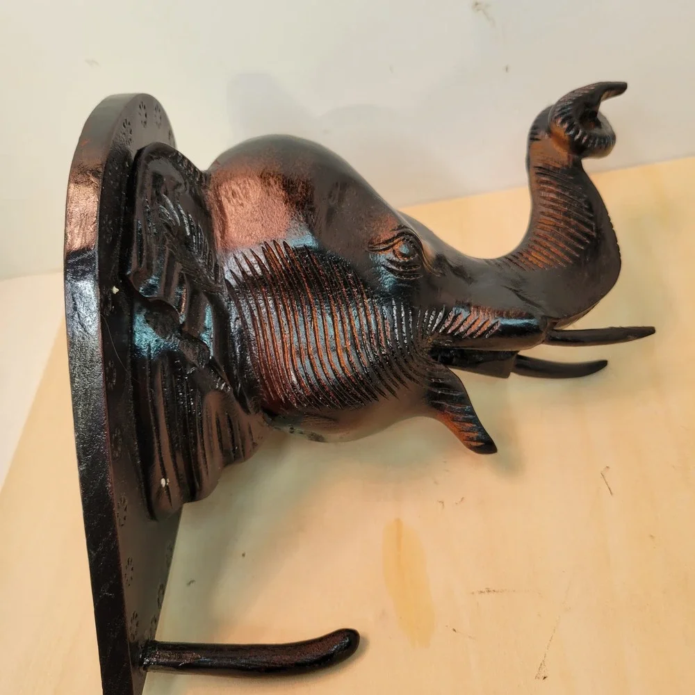 Unique Black Elephant Head Wall‎ Hook Coat Hat Key Holder Decorative